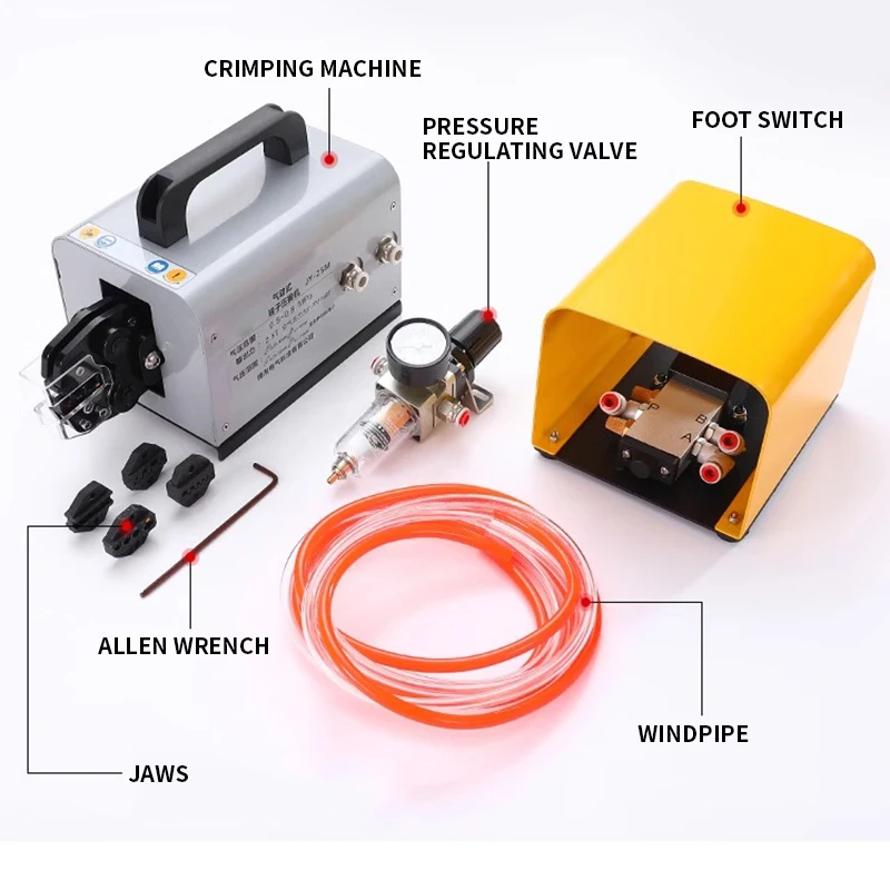 Pneumatic Wire Crimper 0.25-16mm² – Ring Terminal Crimping Machine